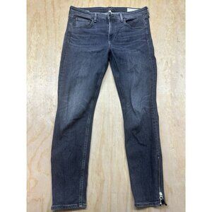 Rag & Bone Cate Mid Rise Ankle Skinny Faded Black Zip Calf Sz 31